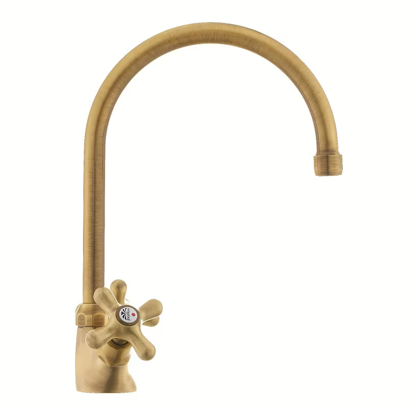 Paffoni Ricordi z dvema ročajema stoječa armatura za pomivalno korito z vrtljivim izlivom u brončanoj izvedbi.