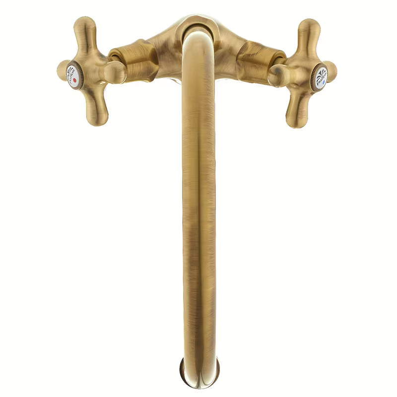 Paffoni Ricordi z dvema ročajema stoječa armatura za pomivalno korito z vrtljivim izlivom u brončanoj izvedbi.