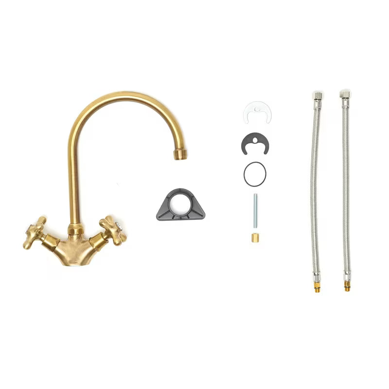 Paffoni Ricordi z dvema ročajema stoječa armatura za pomivalno korito z vrtljivim izlivom u brončanoj izvedbi.