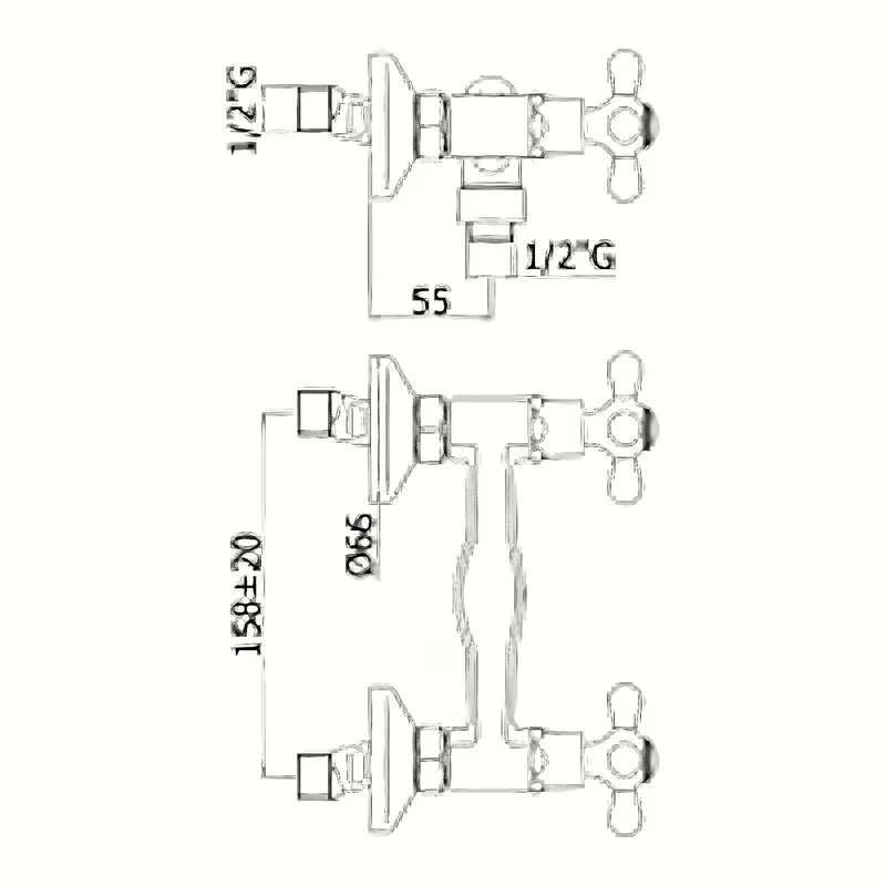 Paffoni Ricordi z dvema ročajema armatura za tuš za zidnu ugradnju u brončanoj završnoj obradi s tuš setom.