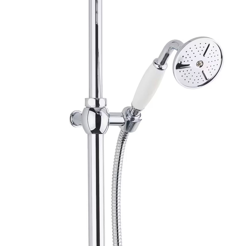 Metalni tušni sistem Paffoni Ricordi u dizajnu retro s nadglavnom i ručnom tuš slušalicom u izvedbi chrome.