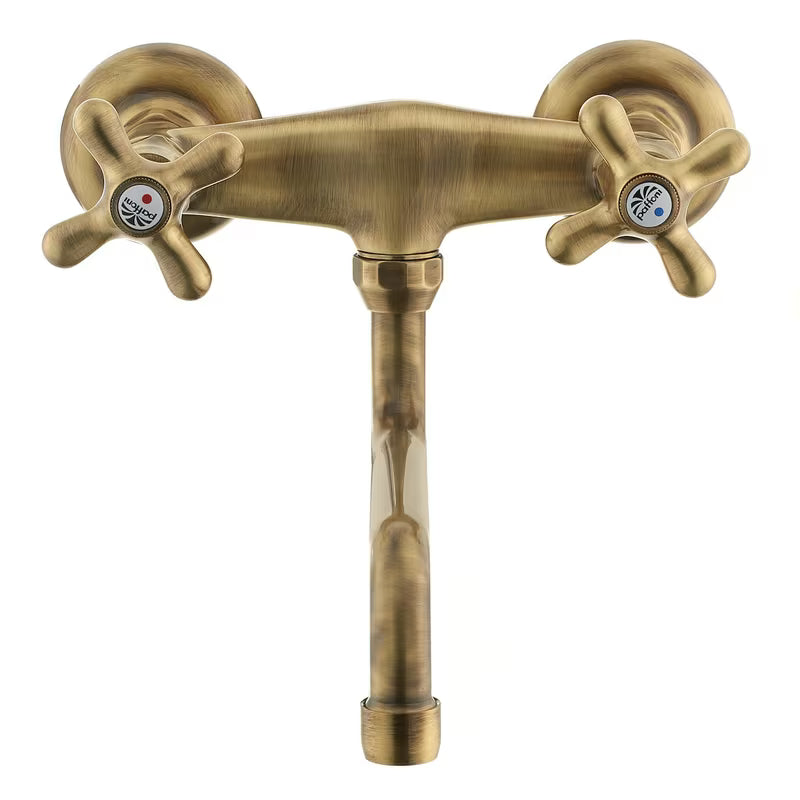 Paffoni Ricordi stenska z dvema ročajema armatura za umivalnik u brončanoj izvedbi retro z vrtljivim izlivom