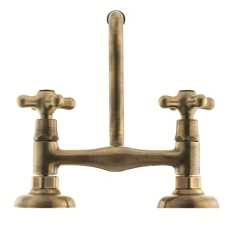 Paffoni Ricordi stenska z dvema ročajema armatura za umivalnik u brončanoj izvedbi retro z vrtljivim izlivom