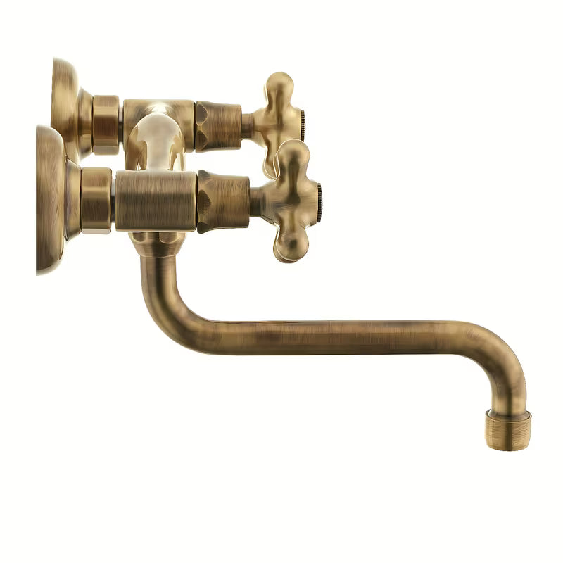 Paffoni Ricordi stenska z dvema ročajema armatura za umivalnik u brončanoj izvedbi retro z vrtljivim izlivom