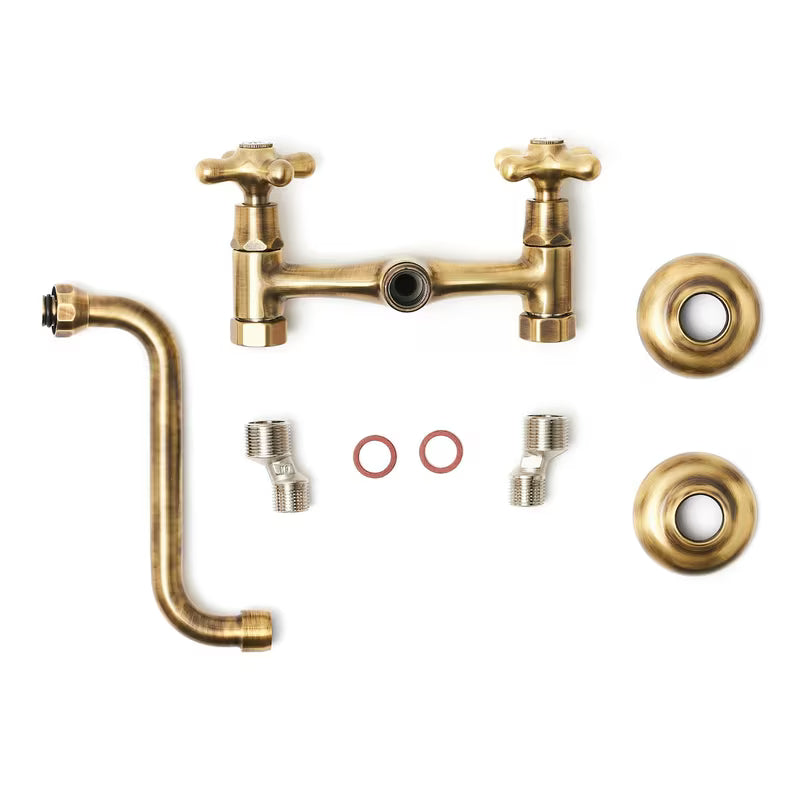 Paffoni Ricordi stenska z dvema ročajema armatura za umivalnik u brončanoj izvedbi retro z vrtljivim izlivom