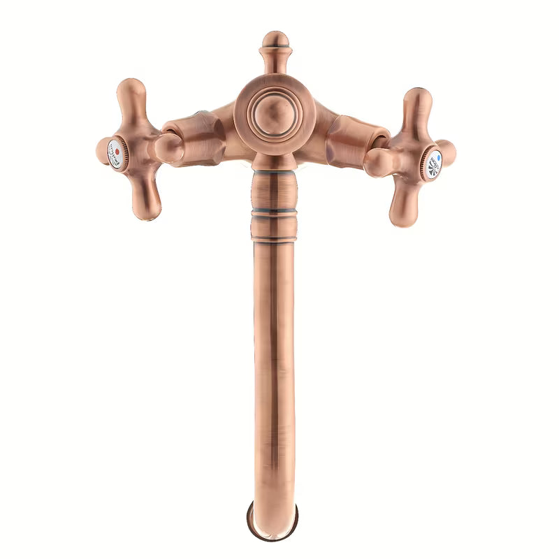 Z Dvema Ročajema stoječa armatura za umivalnik Paffoni Ricordi u bakrenoj izvedbi u retro dizajnu.