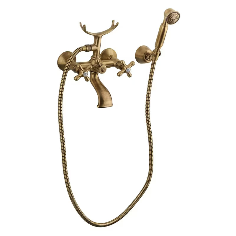 Paffoni Ricordi z dvema ročajema stenska armatura za kad u brončanoj izvedbi s tuš setom