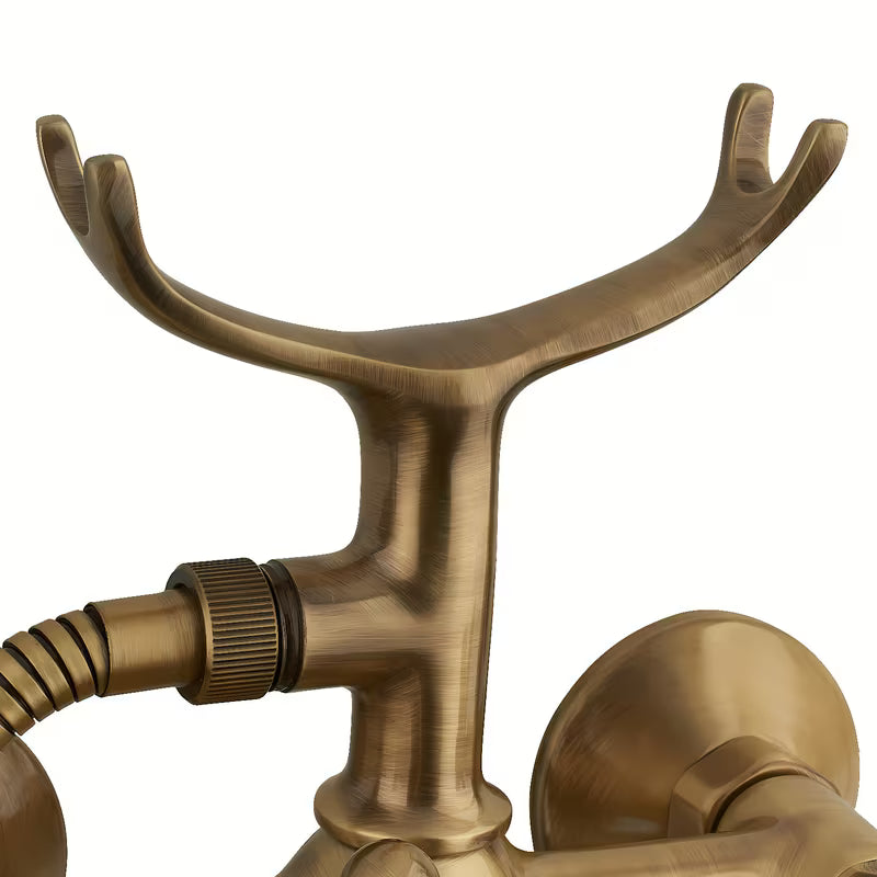 Paffoni Ricordi z dvema ročajema stenska armatura za kad u brončanoj izvedbi s tuš setom