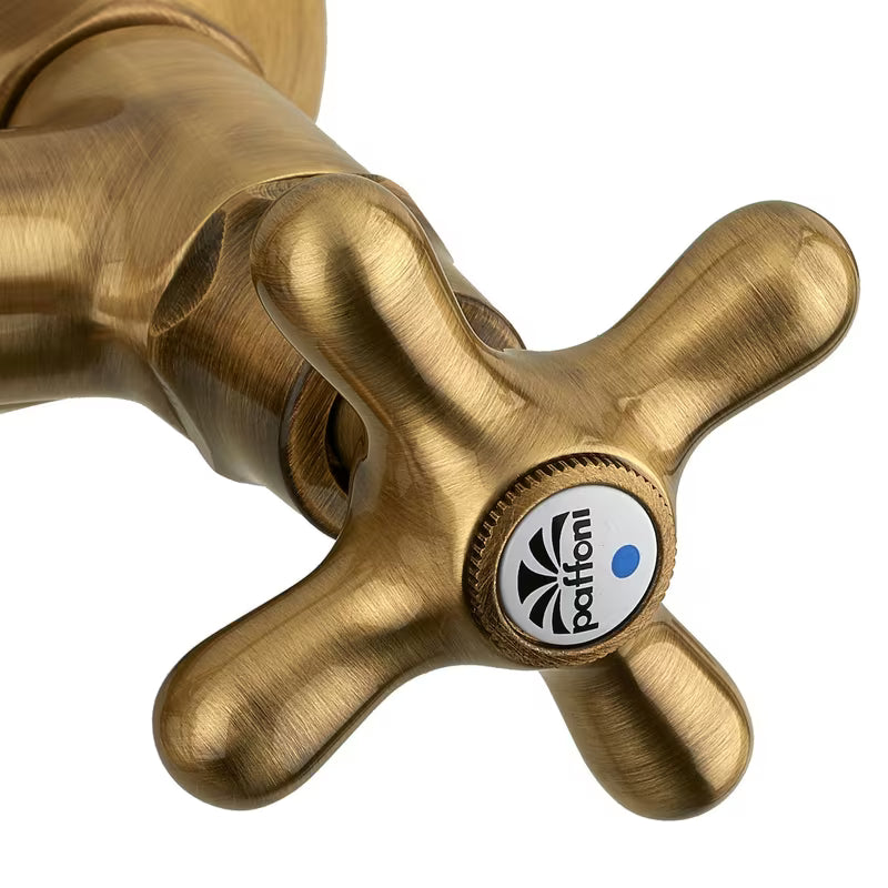 Paffoni Ricordi z dvema ročajema stenska armatura za kad u brončanoj izvedbi s tuš setom