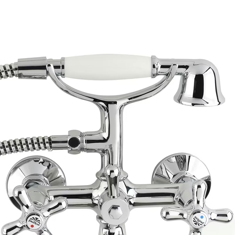 Paffoni Ricordi z dvema ročajema stenska armatura za kad s tuš setom u krom izvedbi.