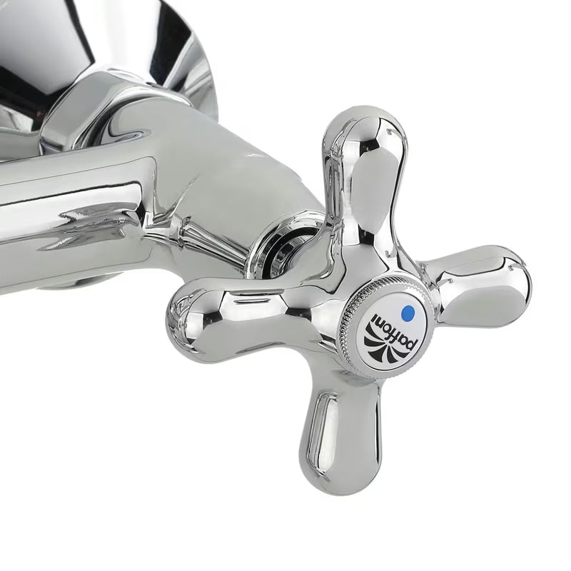 Paffoni Ricordi z dvema ročajema stenska armatura za kad s tuš setom u krom izvedbi.