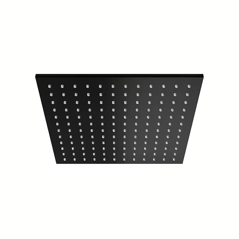 Mat crna nadglavna prha Paffoni Syncro King 300 x 300 x 8 mm sa zglobnim spojem i zaštitom protiv kamenca.