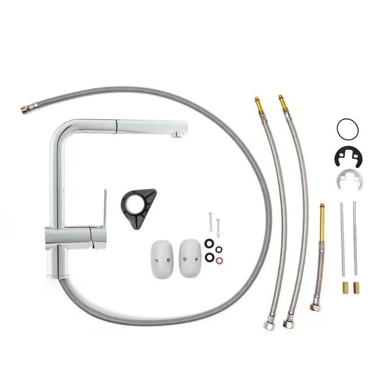 Kromirana stoječa armatura za pomivalno korito Paffoni Vallone z izvlečno prho s otvorenom ručicom