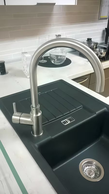 Paffoni Vallone nerjavno jeklena armatura za pomivalno korito Supersteel z vrtljivim izlivom