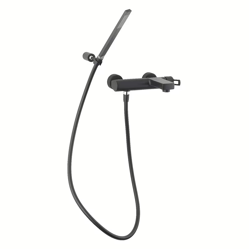 Enoročna stenska armatura za kad Paffoni Vallone s tuš setom u crnoj mat izvedbi