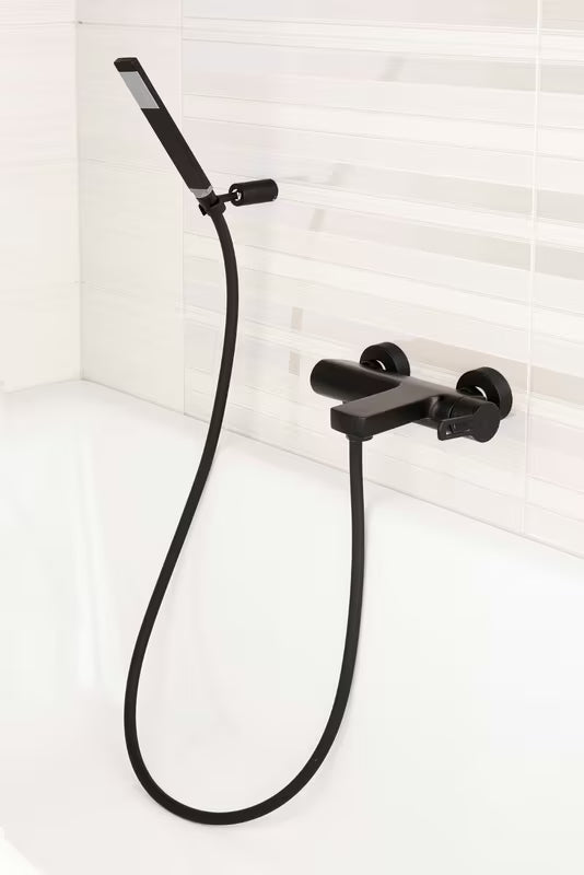 Enoročna stenska armatura za kad Paffoni Vallone s tuš setom u crnoj mat izvedbi