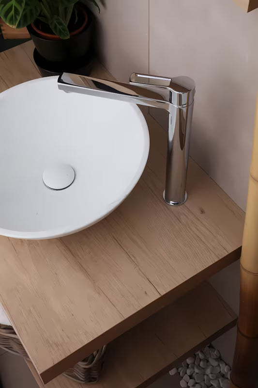 Paffoni Vallone visoka armatura za umivalnik u krom izvedbi s otvorenom ručicom i odvodnim ventilom