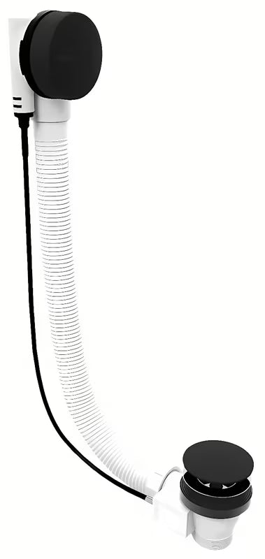 Črn sifon za kad avtomatik Polysan z bovdnom 800 mm in čepom 72 mm