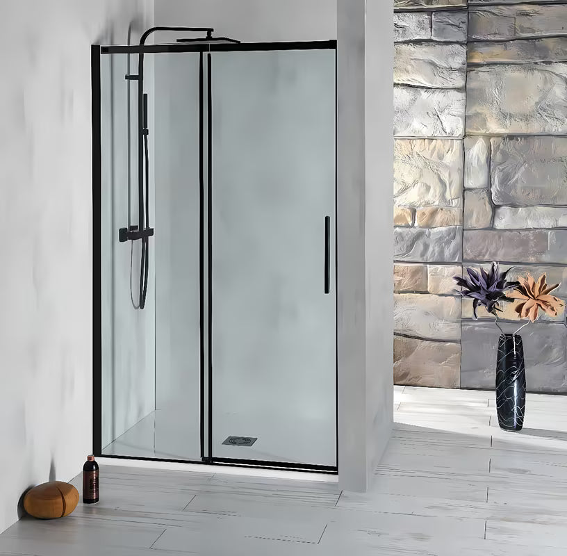 Drsno tuš vrata Polysan Altis Line 150 cm u sjajnoj crnoj boji s prozirnim staklom i ručkom