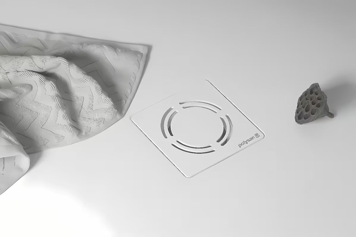 Polysan Flexia sifon za kad bijeli pro odvodni otvor 90 mm s pokrovom od nehrđajućeg čelika