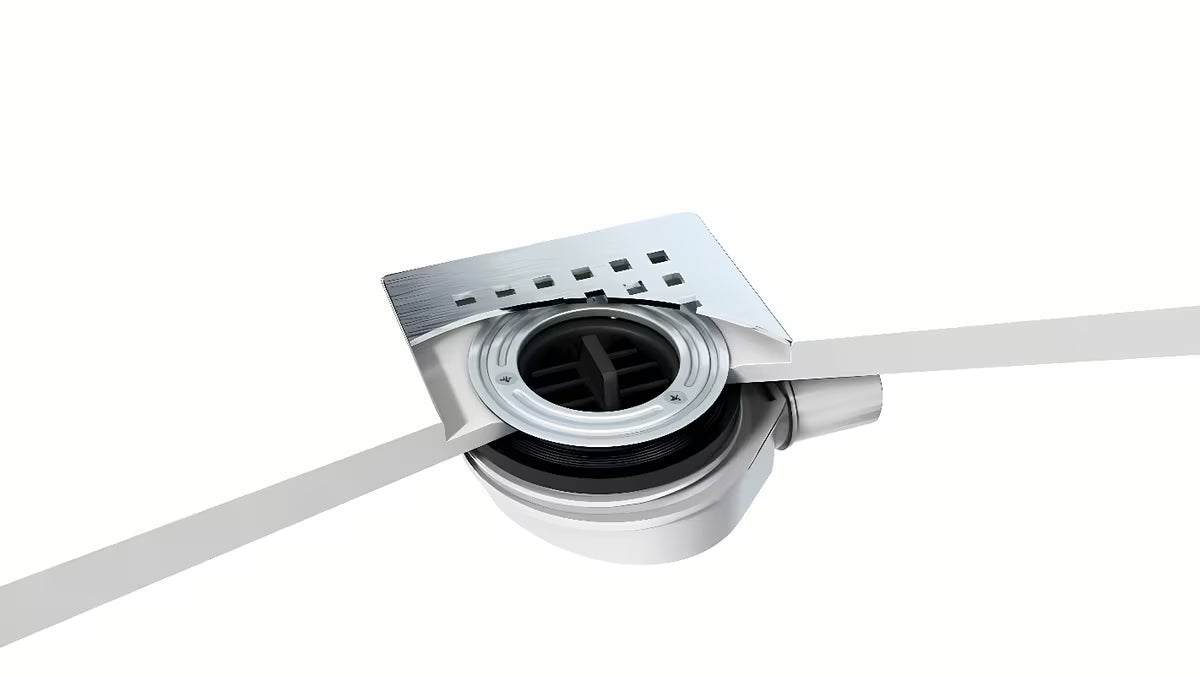 Polysan Flexia sifon za kad bijeli pro odvodni otvor 90 mm s pokrovom od nehrđajućeg čelika