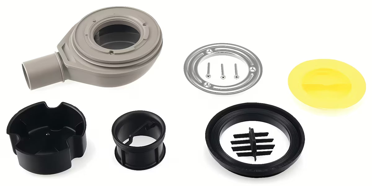 Polysan Flexia sifon za kad s mat pokrovom od nehrđajućeg čelika i odvodnim sustavom koji se čisti odozgo