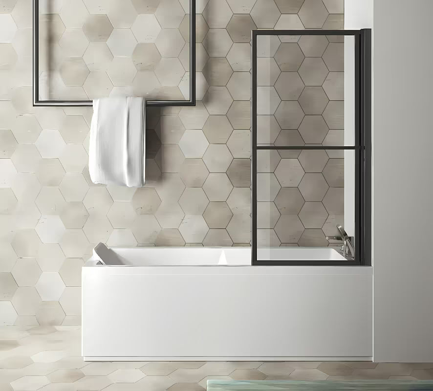 Crna stena za kopalno kad Polysan Kagera 140 cm s preklapanjem ke prema zidu i pneumatskim podizanjem