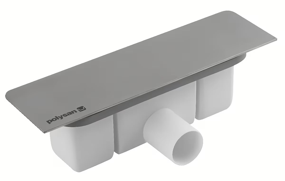 Polysan Kazuko Supersteel sifon za tuš kad z mat pokrovom iz nerjavečega jekla in odtokom 40 mm