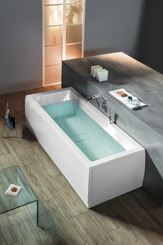 Pravokutna akrilna kada Polysan Marlene 170x80 cm s pokrovom odvoda, lijeva i desna