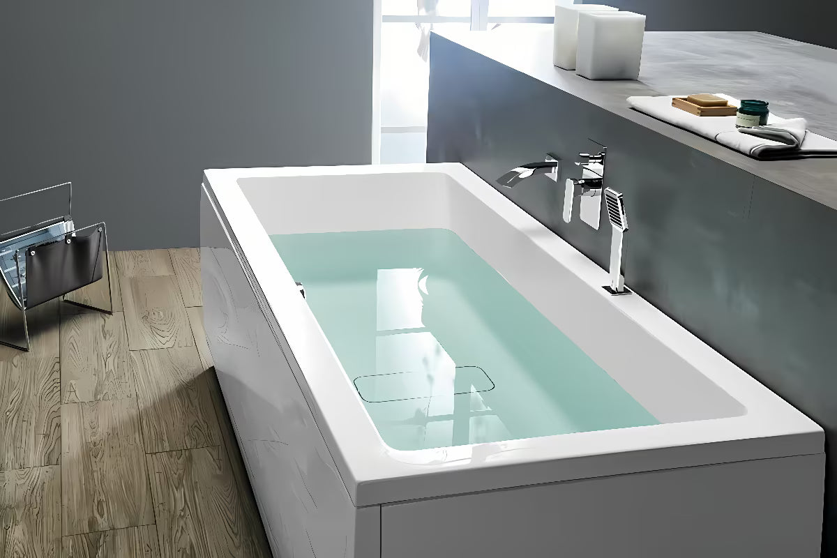 Pravokutna akrilna kada Polysan Marlene 170x80 cm s pokrovom odvoda, lijeva i desna