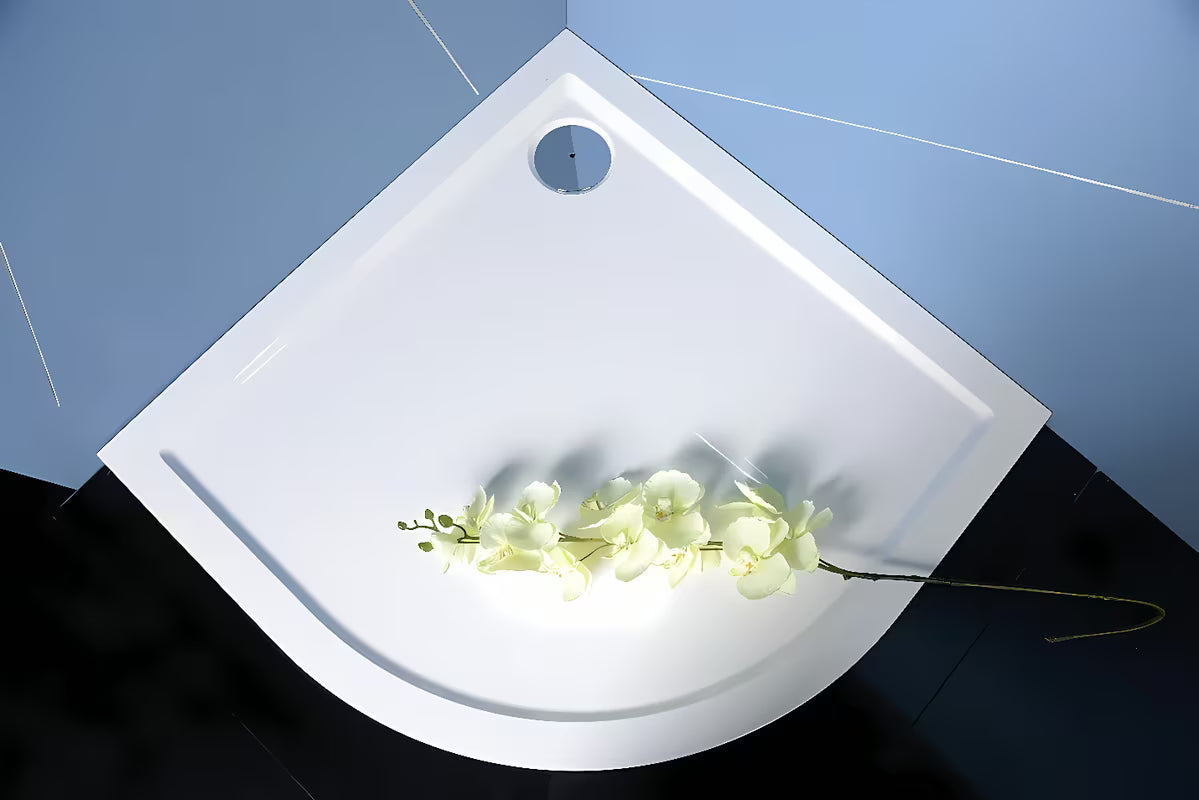 Polysan Sera polkrožna tuš kad 90x90 cm od lijevanog mramora u bijeloj boji