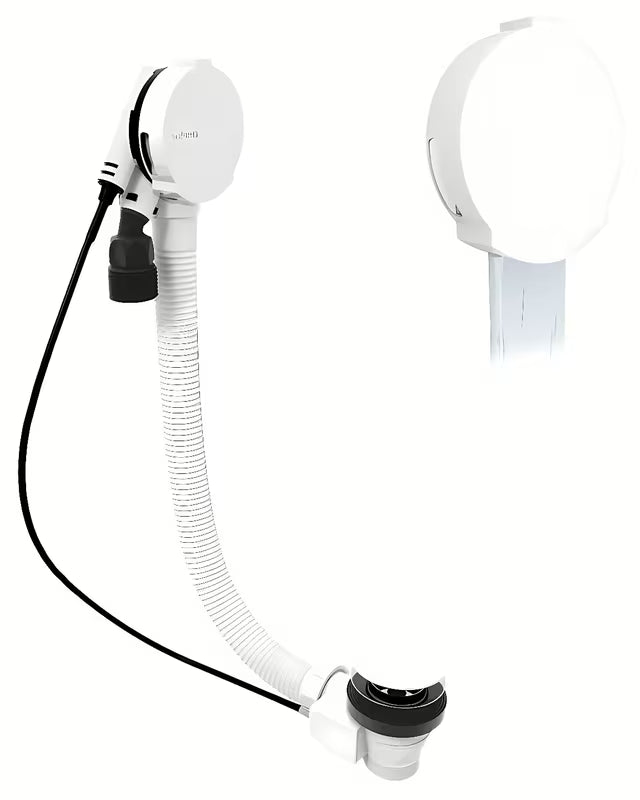 Bijeli sifon za kad avtomatik Polysan s punjenjem, ekstra plitkim punjenjem i podesivim aeratorom