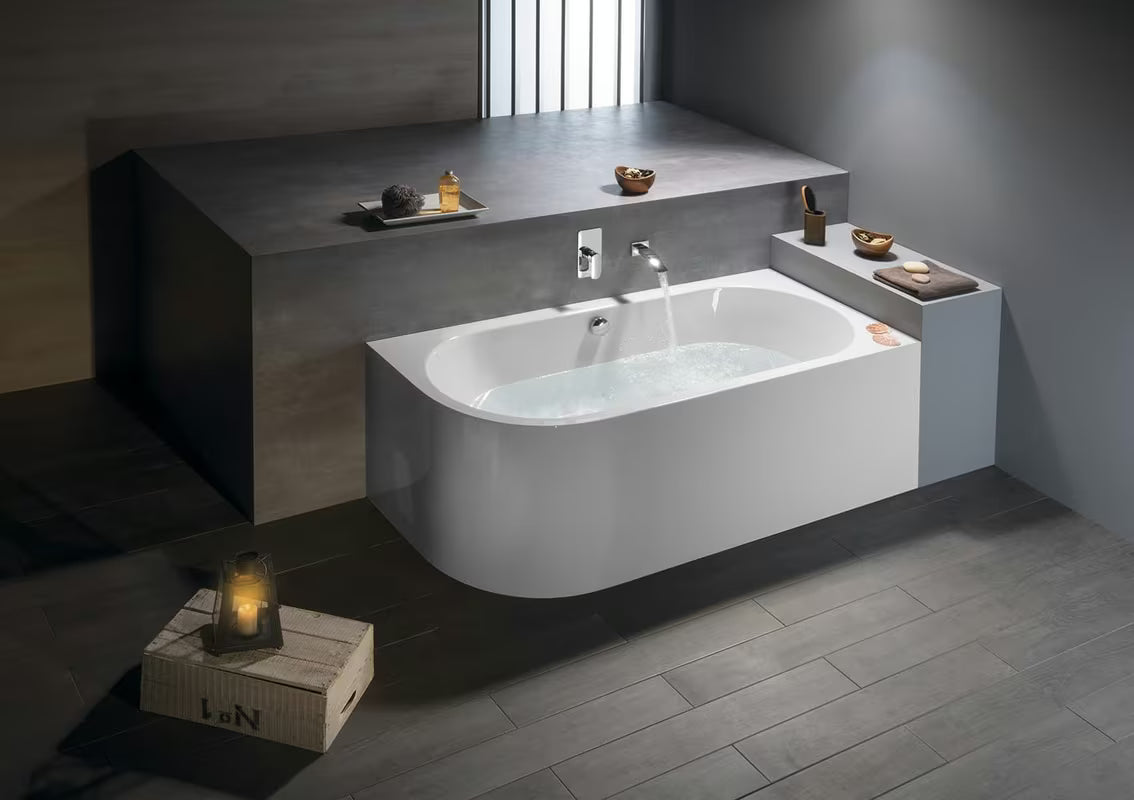 Desna asimetrična kad Polysan Viva R Monolith 170x75 cm od lijevanog akrila s monolitnom oblogom