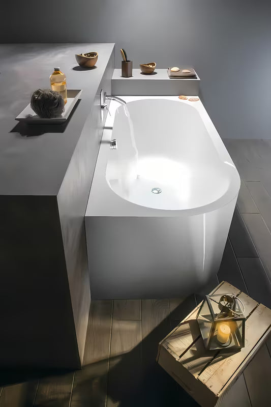 Desna asimetrična kad Polysan Viva R Monolith 170x75 cm od lijevanog akrila s monolitnom oblogom