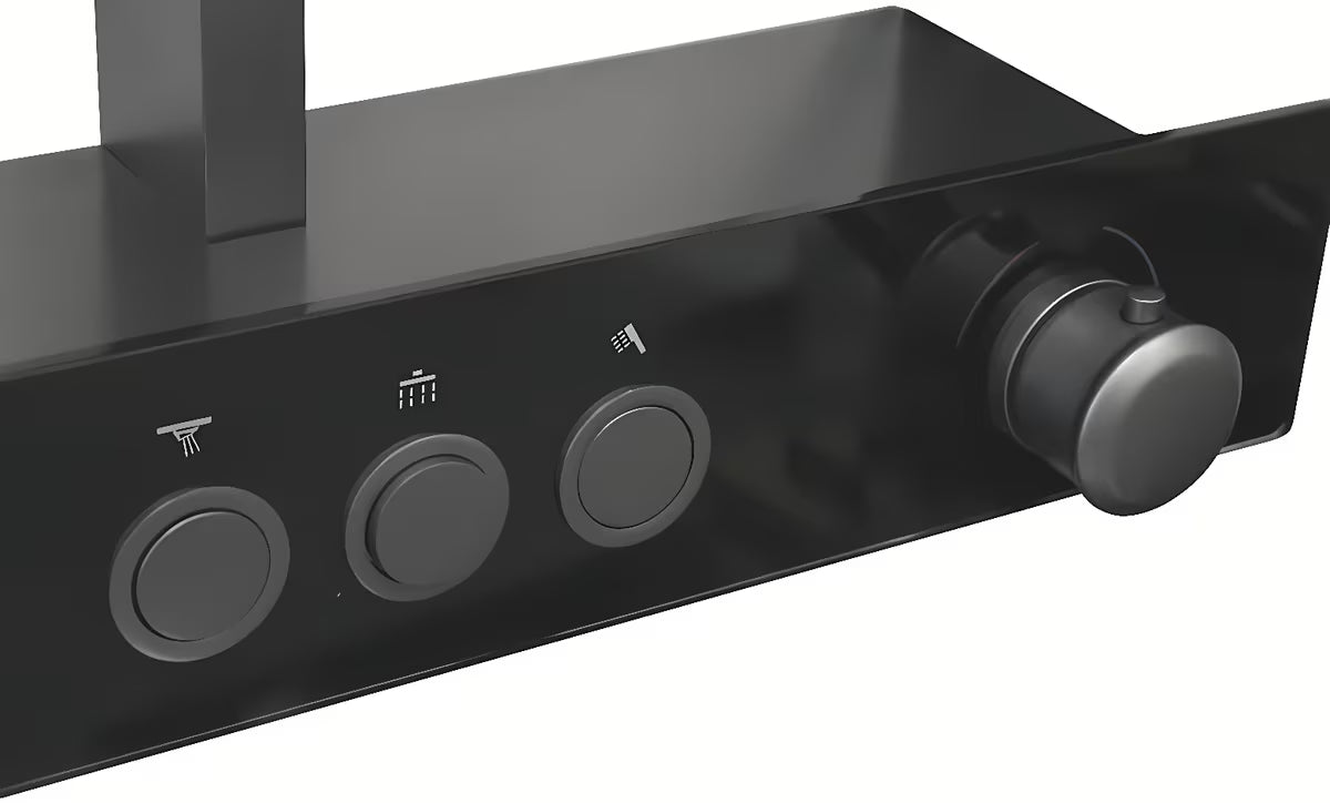 Tušni sistem Rav Slezak metal grey z nadglavno prho ⌀ 300 mm in 3-položajno ročno prho