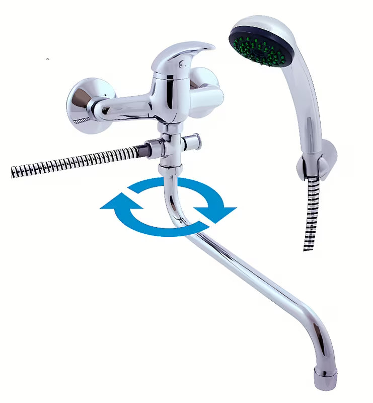 Enoročna stenska armatura za kad Rav Slezak Sázava u krom izvedbi s tuš setom