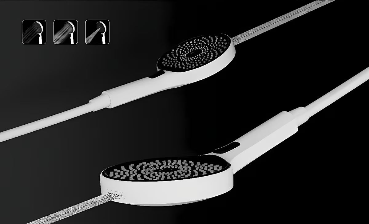 Crni mat ručni tuš Rav Slezak u XXL formatu s više načina mlaza i funkcijom EasyClean.