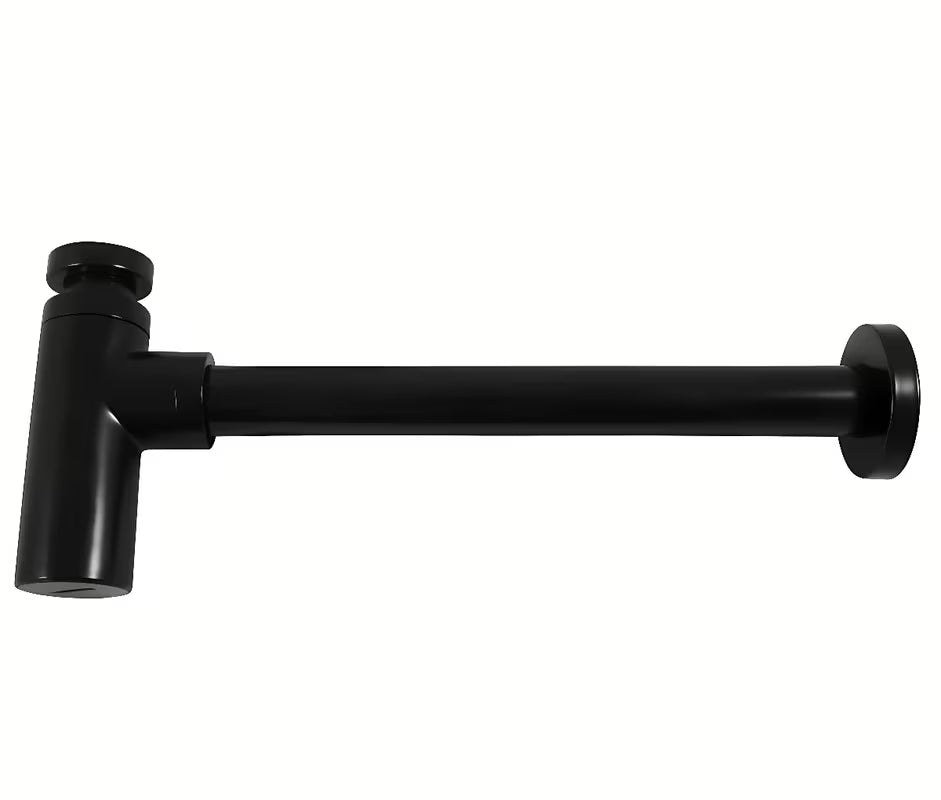 Okrogel sifon za umivalnik Rav Slezak u mat crnoj izvedbi s maticom 5/4