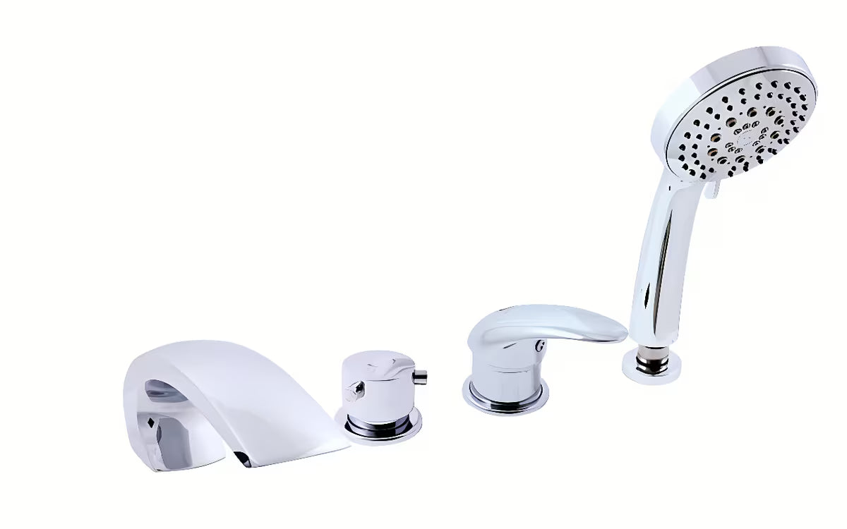 Kromirana stoječa četverootvorna armatura za kad Rav Slezak s tušem i tuš crijevom od 2 m.