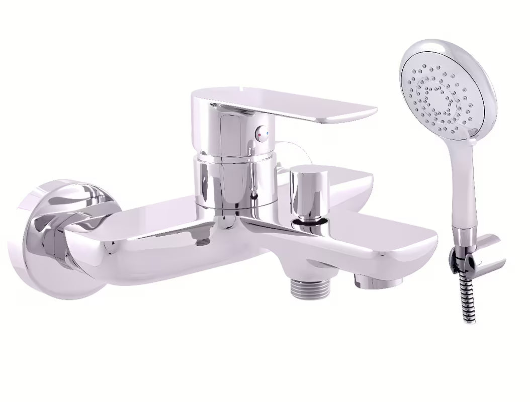 Rav Slezak Vltava enoročna stenska armatura za kad s tuš setom u sjajnom kromu.