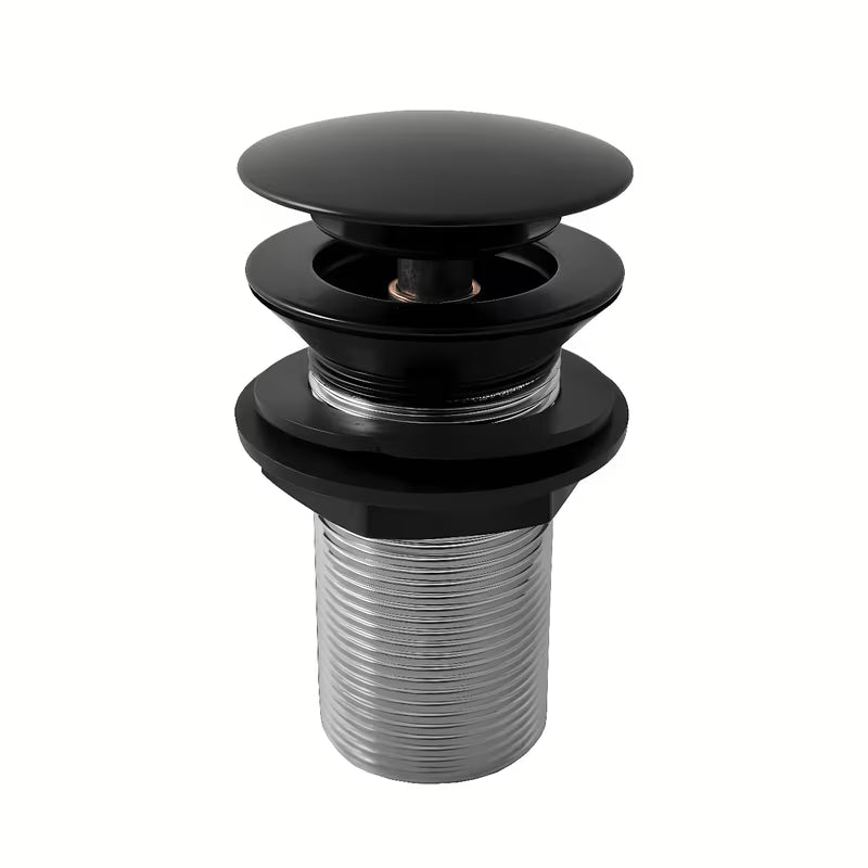 Umivaoni odtok 5/4" ClickClack s velikim čepom u mat crnoj pro umivalniki brez preliva