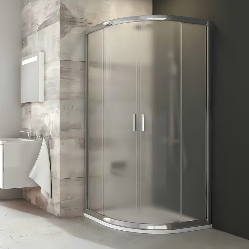 Polkrožna tuš kabina Ravak Blix 80x80 cm u sjajnom kromu s neprozirnim staklom Grape