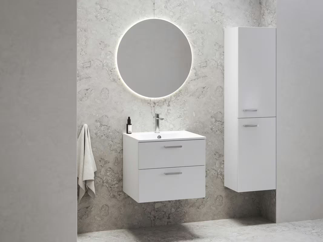Ravak Chrome II omarica pod umivalnikom 60 x 49 x 50 cm v beli sijajni barvi z dvema predaloma in kromiranimi ročaji