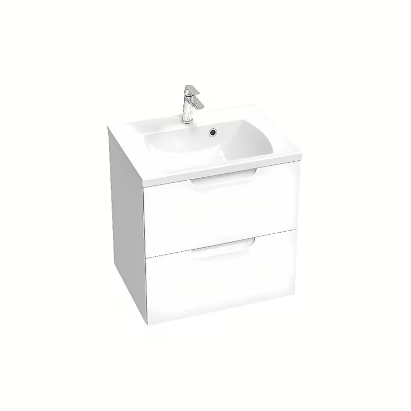 Bijela sjajna kopalniška omarica pod umivalnik Ravak Classic II 60 s dvije ladice