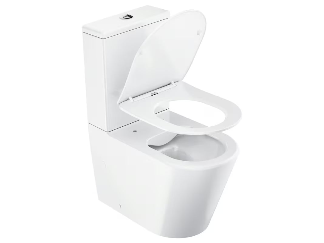 Bijeli samostoječi WC monoblok Ravak Elegant RimOff s wc desko mehko Zapiranje Soft Close i dvokoličinskim ispiranjem 3/6 l.