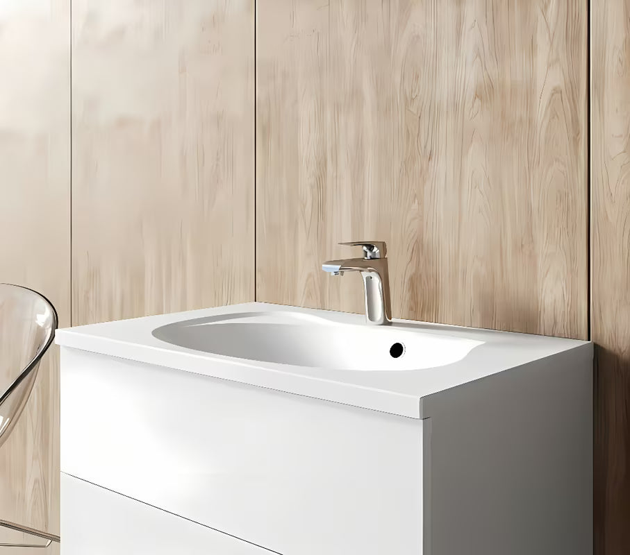 Stoječa armatura za umivalnik Ravak Flat u sjajnom kromu brez odtoka