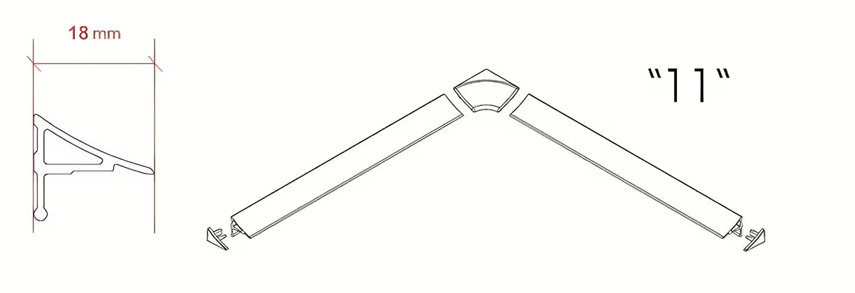 Ravak 10° sada pro pokrovnu lajsnu 11 u bijeloj boji sa završecima i kutnim spojnicama