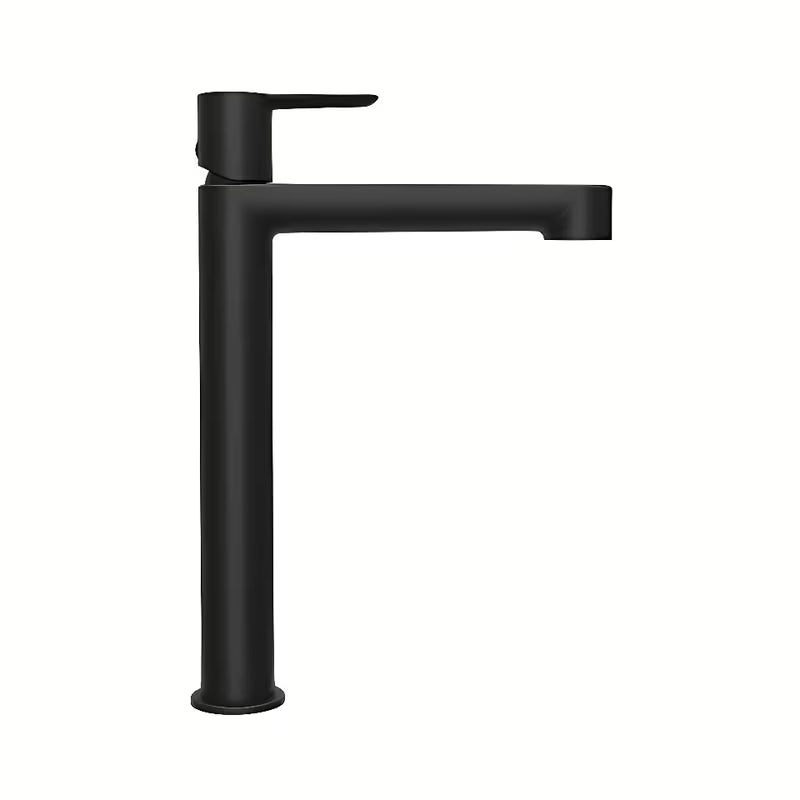 Crna mat stoječa armatura za umivalnik Ravak Puri brez odtoka s perlatorom FlexiFlow.