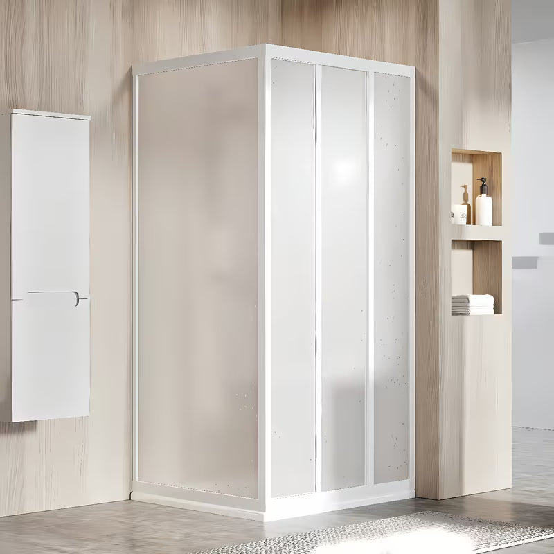 Bijeli tuš vrata Ravak Supernova 90 cm s kliznim otvaranjem i neprozirnom ispunom Pearl.