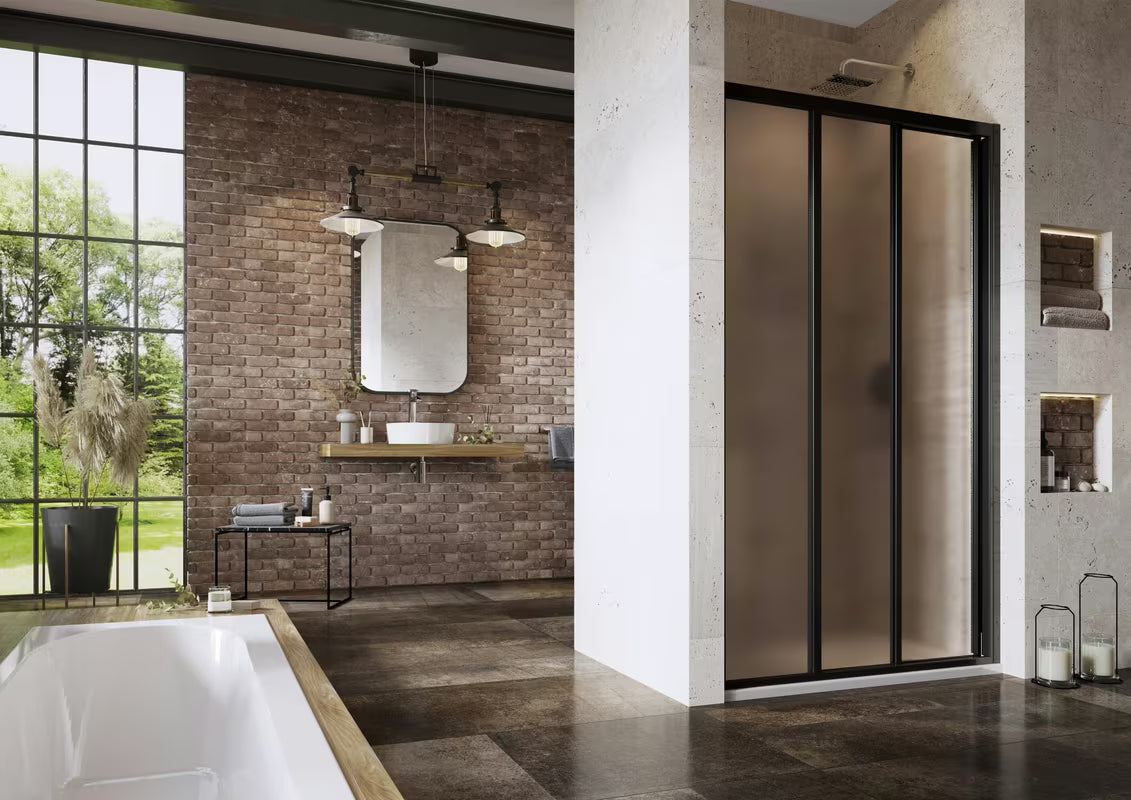 Crni drsno tuš vrata Ravak Supernova 130 cm s neprozirnim staklom Grape